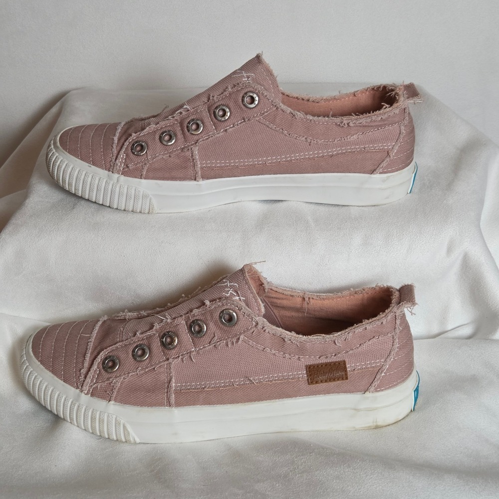 Blowfish Malibu Marley Womens 9 Pink Canvas Slip On Sneakers Distressed - Picture 2 of 9